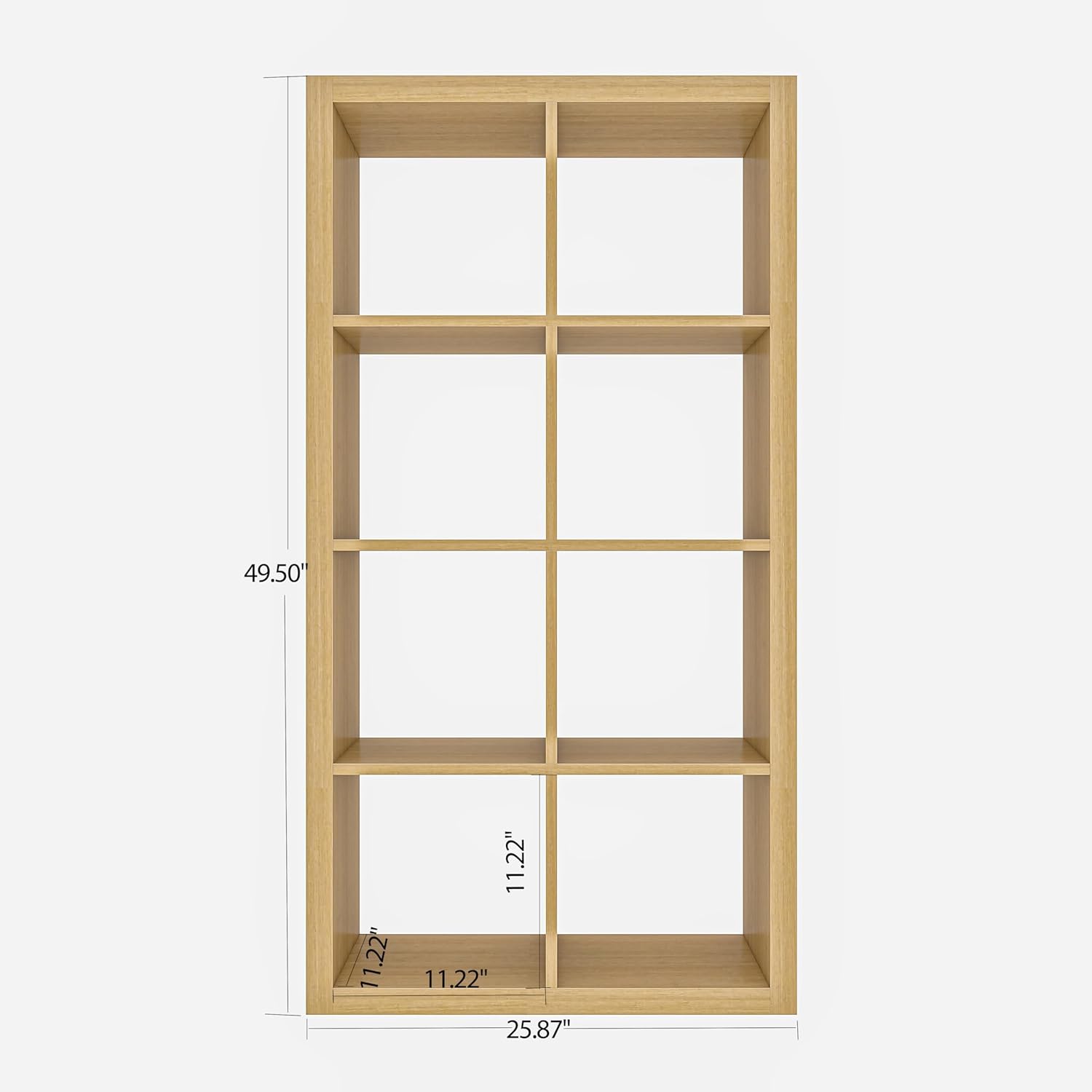 furtble Bookshelf with Storage Bins, 8-Cube Storage Organizer, Modern Wood Open Bookcase, Multifunctional Display Shelf for Living Room, Bedroom, Home Office, Oak
