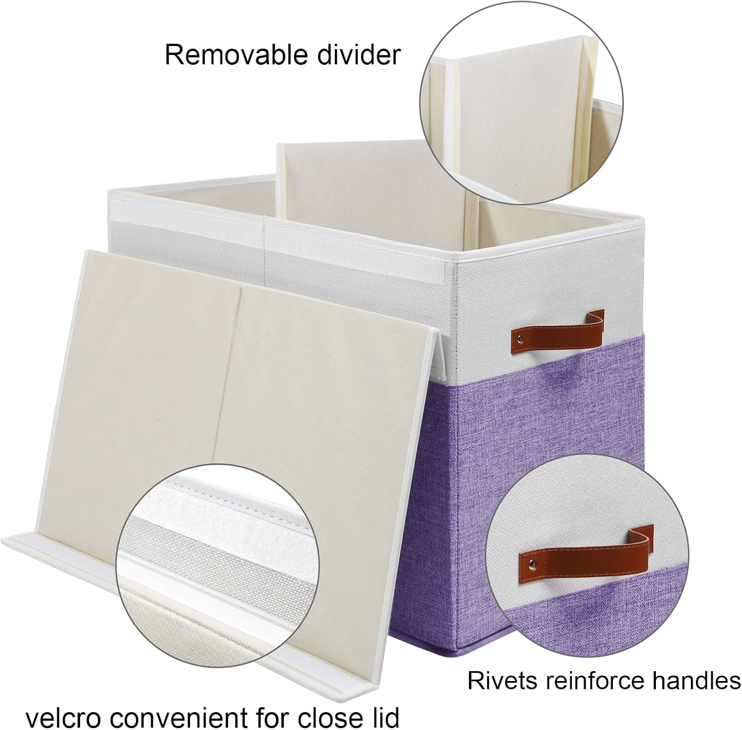 Large Toy Box with Lid, Sturdy Toy Storage Chest Bin Boxes Organizer Basket with Dividers for Toddlers, Kids, Boys, Girls, Nursery, Living Room, Bedroom, Playroom 25"x13" x16" (Purple and White)