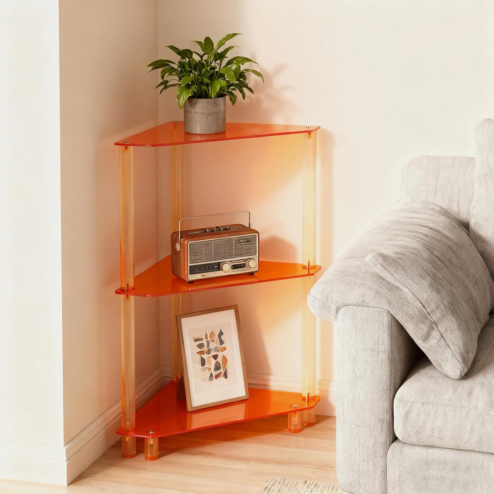 Acrylic Corner Side Table - 3 Tier Triangle End Table - Small Side Table for ...
