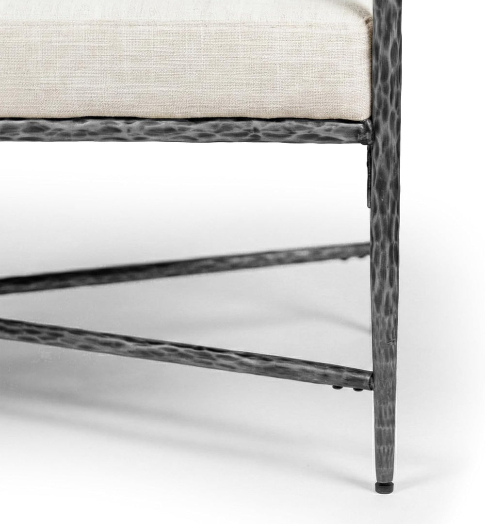 24/7 Shop at Home Lalia Upholstered 48-inch Metal Bench with Padded Roll Arms...