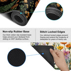 Vintage Butterfly Mushroom Mouse Pad – Large Extended Desk Mat 35.43 x 15.75 in – Dark Forest Aesthetic with Ferns & Fungi, Waterproof Surface, Non-Slip Rubber Base, Keyboard & Mouse Pad