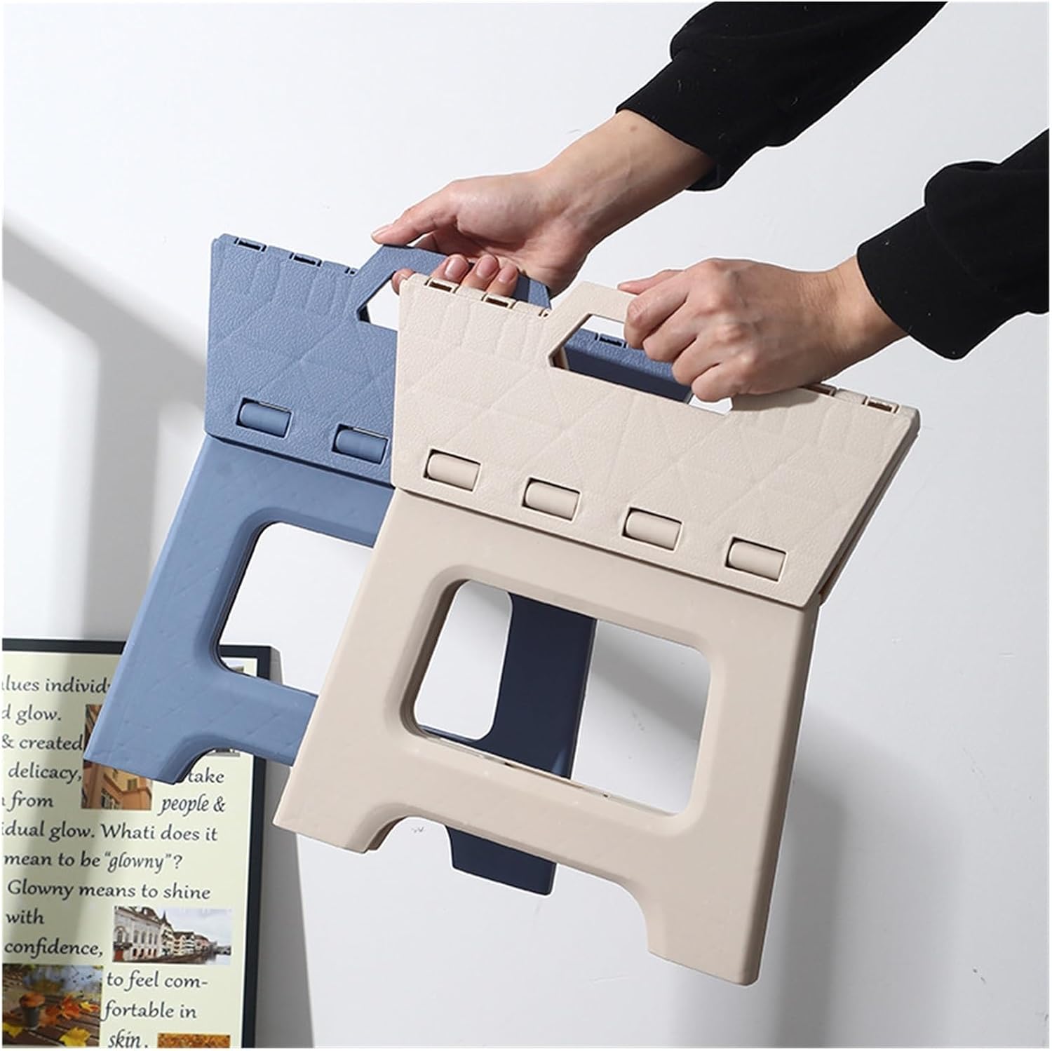 Portable Thickened Plastic Foldable Low Stool | Light bench for outdoor, stall & home use(10pcs Black)