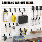 18PCS Black Slatwall Hooks, Garage Slatwall Accessories, Multi Size Slat Wall Accessory, Utility Hooks for Slatwall