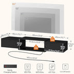 HOOBRO 55" Floating TV Stand with Power Outlets, Modern Wall Mounted Media Console Shelf with Doors, Entertainment Center for Under TV Storage, for Living Room, Bedroom, Black BK11UDS01