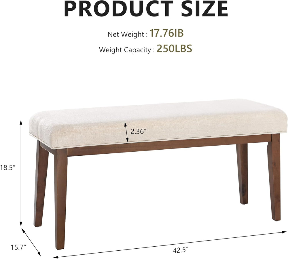 kinmars Upholstered Bench for Bedroom End of Bed,42.5-inch Entryway Bench for...