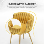 Velvet Dining Chairs Set of 2, Modern Upholstered Dining Chairs with Gold Metal Legs for Dining Room, Vanity, Kitchen, Living Room(Yellow)