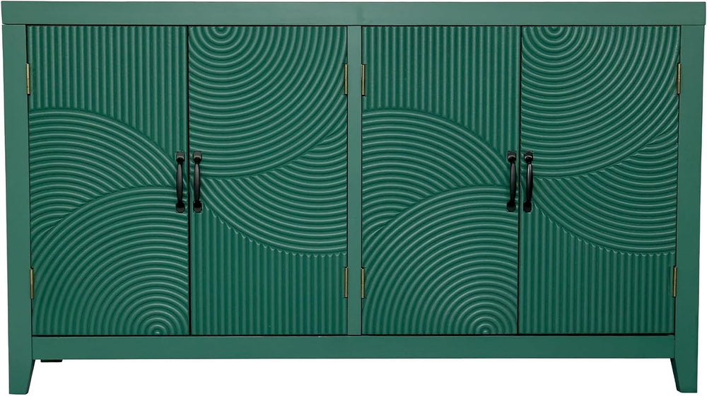 Farmhouse Accent Cabinet with 4 Doors, Mid Century Modern Pantry Cabinet, foe...