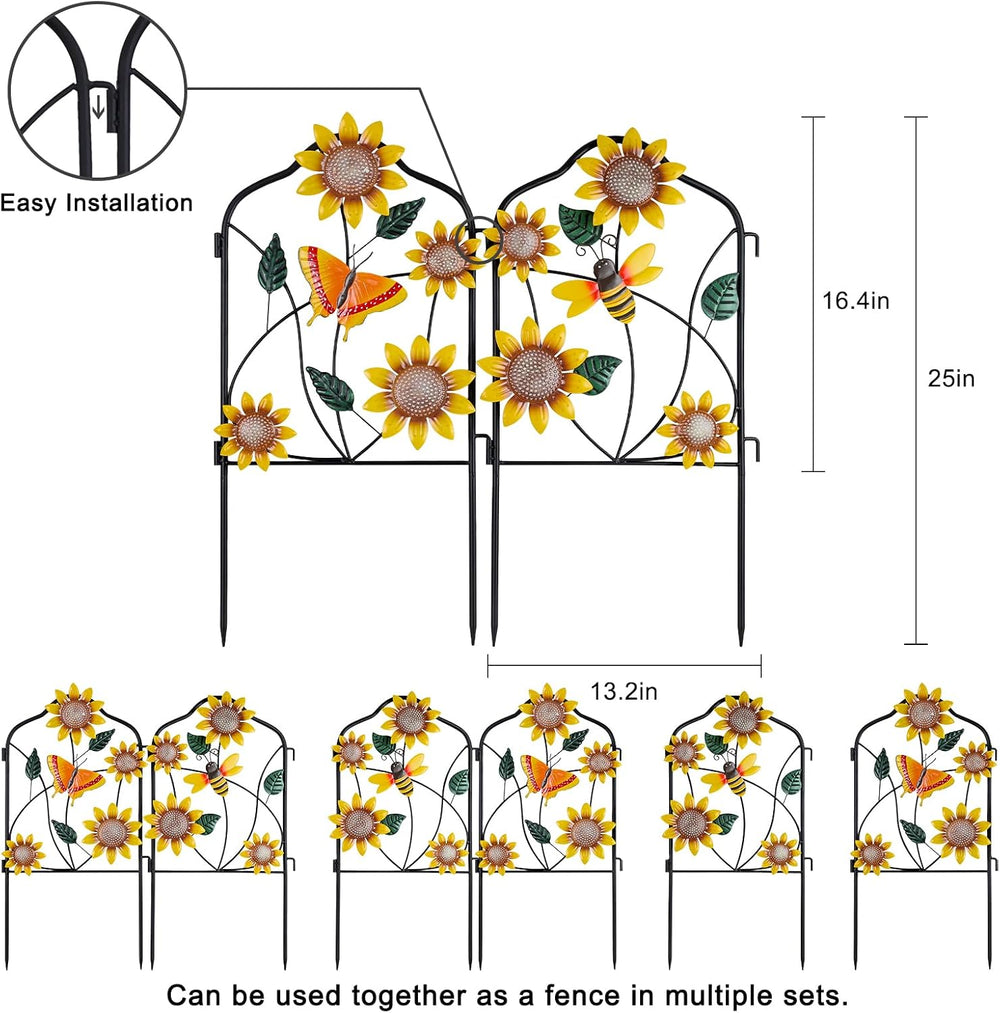 hogardeck Garden Decor for Outside, Set of 2 Metal Fence Decorative Garden St...