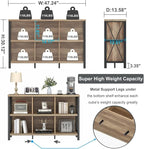 FATORRI 6 Cube Storage Organizer with Shelf, Long Wood and Metal Cubby Bookcase, Industrial Horizontal Bookshelf (Rustic Oak, 47 Inch)