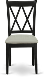 East West Furniture DUCL7-BLK-C 7 Piece Dining Room Furniture Set Consist of a Rectangle Dining Table and 6 Linen Fabric Upholstered Chairs, 36x60 Inch, Black