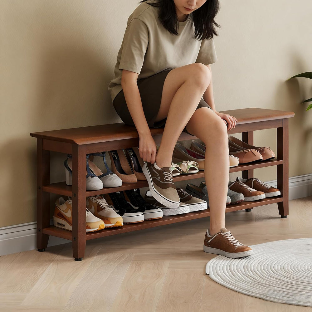 Wood Shoe Bench for Entryway,Bench with Shoe Rack,Storage Shoe Organizer for ...