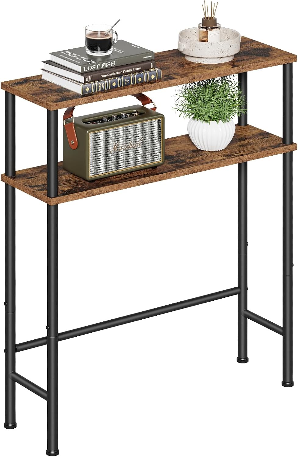 Asgolion Narrow Console Table, 23.6" Small Entryway Table, 2-Tier Sofa T...
