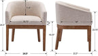 Wahson Barrel Dining Chairs Set of 4, Beige Linen Upholstered Dining Room Chairs with Arms, Mid Century Farmhouse Kitchen Chairs with Natural Wood Legs, for Bedroom/Living