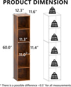 5 Cube Storage Organizer, 5 Tier Vertical Cube Bookcase Freestanding Storage Display Organizer for Home Office, Five Cubes Open Shelf Bookshelf (Retro Brown, 5 Cube)