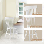 LUE BONA Windsor Dining Chair, Dining Chairs Set of 8, Spindle Back Wood Kitchen Chairs Wooden Dining Chair, Farmhouse Dining Chairs for Kitchen and Dining Room, White