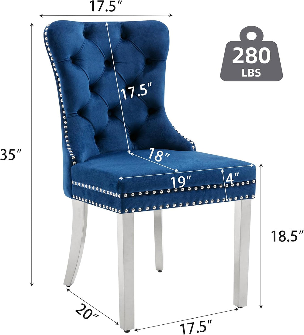 Dining Room Chairs Set of 4, Tufted Velvet Chairs with Modern Stainless Steel...