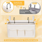 Bedside Caddy Organizer with Fixed Straps and Water Bottle Holder for Home, College Dorm, Hospital, Crib and Bunk Bed (2pcs White)