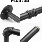Industrial Iron Pipe Clothes Hanging Bar DIY Wall-Mounted Garment Rack Heavy Duty Clothing Rack for Bedroom, Laundry Room, Closet Storage (Black 28 inch)