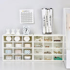 12-compartment plastic desktop drawer storage box, suitable for storing stationery, gemstones, hairpins, rubber bands, contact lenses, etc (White)