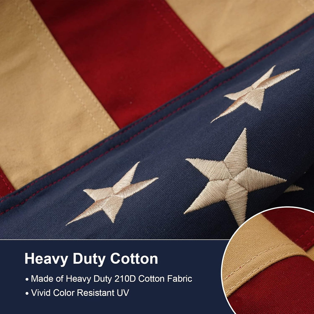 SYII Vintage American Cotton Flag 3x5 Ft, Luxury Embroidered Stars and Double...