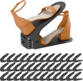 Shoe Slots Organizer, 36PCS Adjustable Double Layer Stack Shoe Rack, 50% Space-Saving Storage Rack Holder, Black