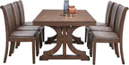 KEIKI Retro 7-Piece Wooden Dining Table Set for 6 Person, Mid-Century Style Table Set with Rectangular MDF Table and 6 Faux Leather Upholstered Chair, Easy Assembly, for Kitchen, Dining Room, Oak
