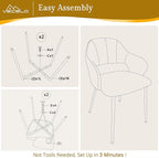 VECELO Velvet Dining Chairs Set of 4, Modern Upholstered Kitchen Chairs with Cushion, Padded Backrest and Metal Legs, White