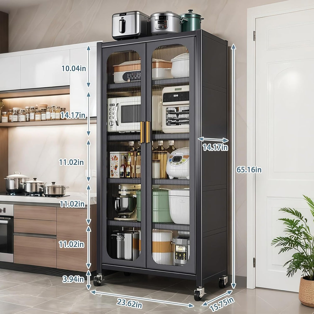 Spaco 65" Kitchen Pantry Storage Cabinet,5 Tiers Food Pantry Cabinet wit...