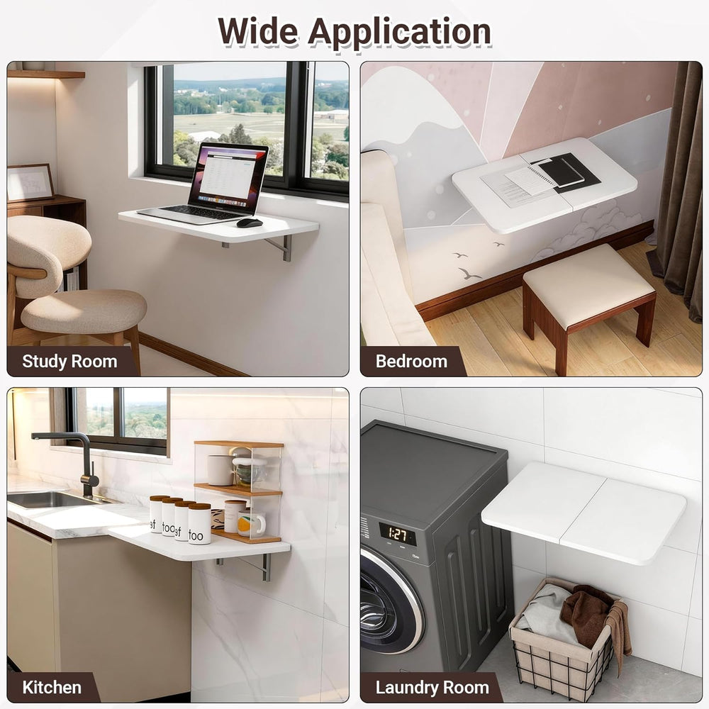 Neoaider Wall Mounted Folding Desk 23.6” x 15.7”, Drop Down Table with Metal ...