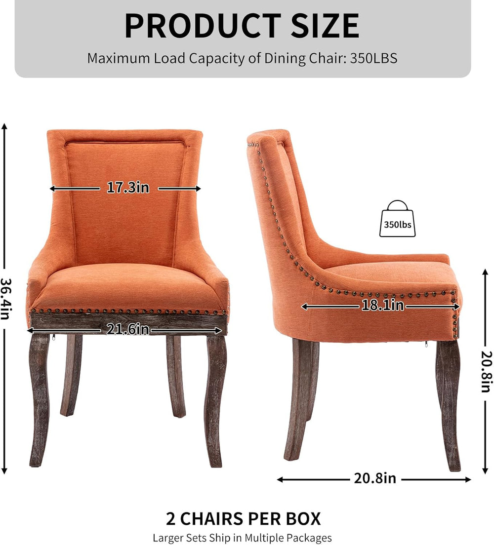 Modern Dining Chairs Set of 4, Fabric Upholstered High Back Chairs with Nailh...