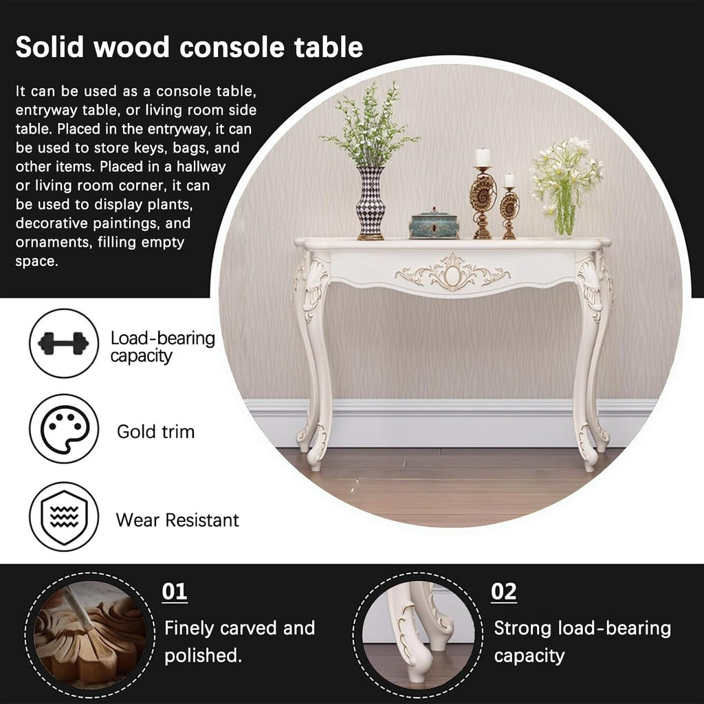 Modern Semi-Circular Telephone Table, Small Console End Table for Living Room, Foyer & Entryway - Stylish Manufactured Wood Furniture for Hallway & Entrance