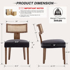 HNY Mid Century Modern Rattan Dining Chairs Set of 4, Farmhouse Linen Upholstered Accent Chair Curved Backrest Kitchen Chairs, with Hardwood Frame, Charcoal