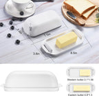 AONCO Butter Dish with Lid, Butter Container Holds for Countertop, Unbreakable Butter Keeper for Home Kitchen Decor, Perfect for East/West Coast Butter, BPA-free, Microwave/Dishwasher Safe (White)