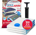 3 Pack Small Vacuum Storage Bags for Comforters, Blankets & Clothes – Vacuum Sealed Compression Bags with Hand Pump – Space Saver Storage Bags for Bedding, Moving, Travel & Organization
