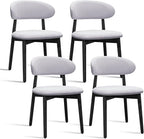 Farmhouse Dining Chairs Set of 4, Mid Century Modern Wooden Dining Room Chairs, Farmhouse Fabric Upholstered Kitchen Dinner Chairs for Living Room Restaurant Cafe, Black/Washed Blue