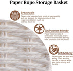 OIAHOMY Wicker Basket, Paper Shelf Basket with Built-in Handles, Rectangular Wicker Storage Bin for Pantry, Shelves, 1 Pack-White
