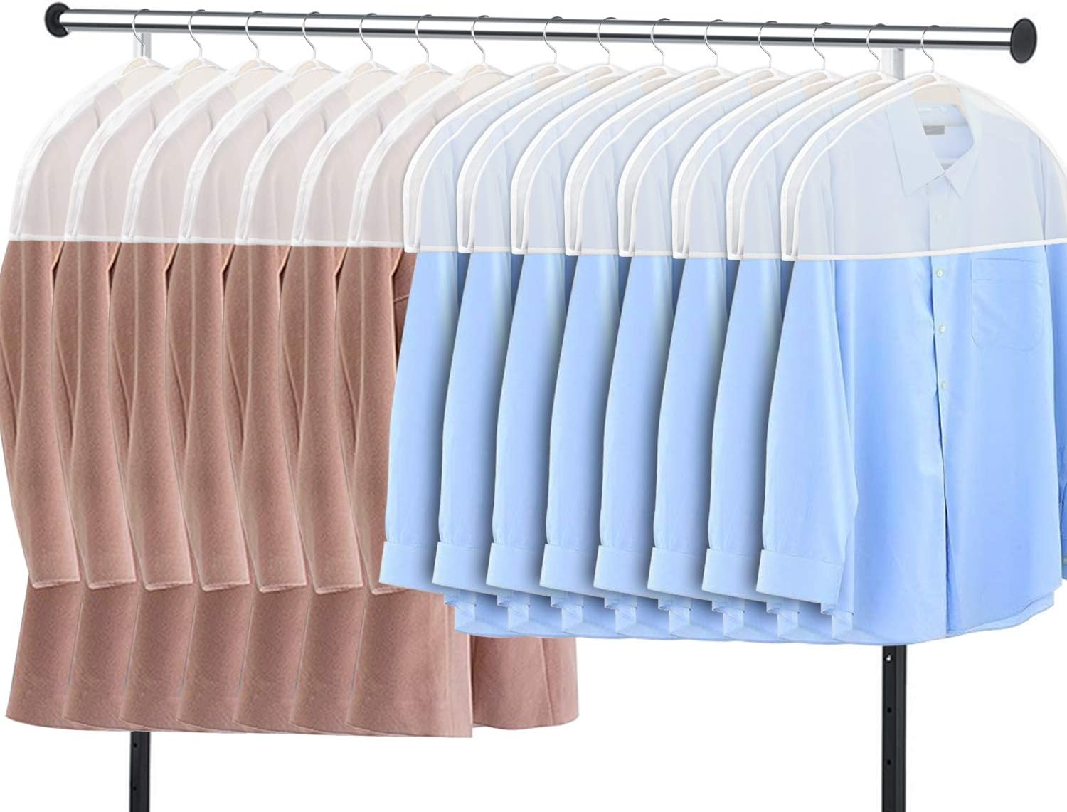 Zilink Shoulder Covers for Clothes Garment Dust Covers Protectors, 15 Pack | 2 in Gussted, Breathable, Hanger Covers for Hanging Clothes for Suit, Coats, Jackets, Dress Closet Storage