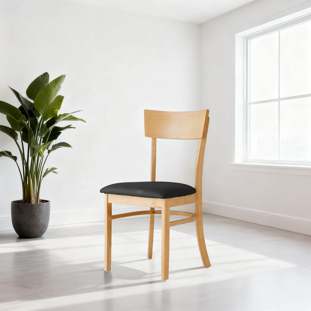 Livinia Mint Dining Chair Set of 2, Solid Malaysian Oak PU Leather Upholstere...