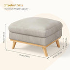Vesgantti Large Ottoman for Modular Sofa, 29.5" Corduroy Ottoman with Spring Cushion, Rectangle Foot Rest for Couch, Entrance Footstool with Wood Legs, Footstool for Living Room, Bedroom, Light Gray
