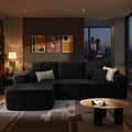 ovios 104" Cloud Boneless Couch with Glitter Fabric, Moudular Sectional Sofa with Deep Seat, No Assembly Required, Modern Minimalist L Shaped Couches with Chaise for Living Room, Black