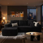 ovios 104" Cloud Boneless Couch with Glitter Fabric, Moudular Sectional Sofa with Deep Seat, No Assembly Required, Modern Minimalist L Shaped Couches with Chaise for Living Room, Black