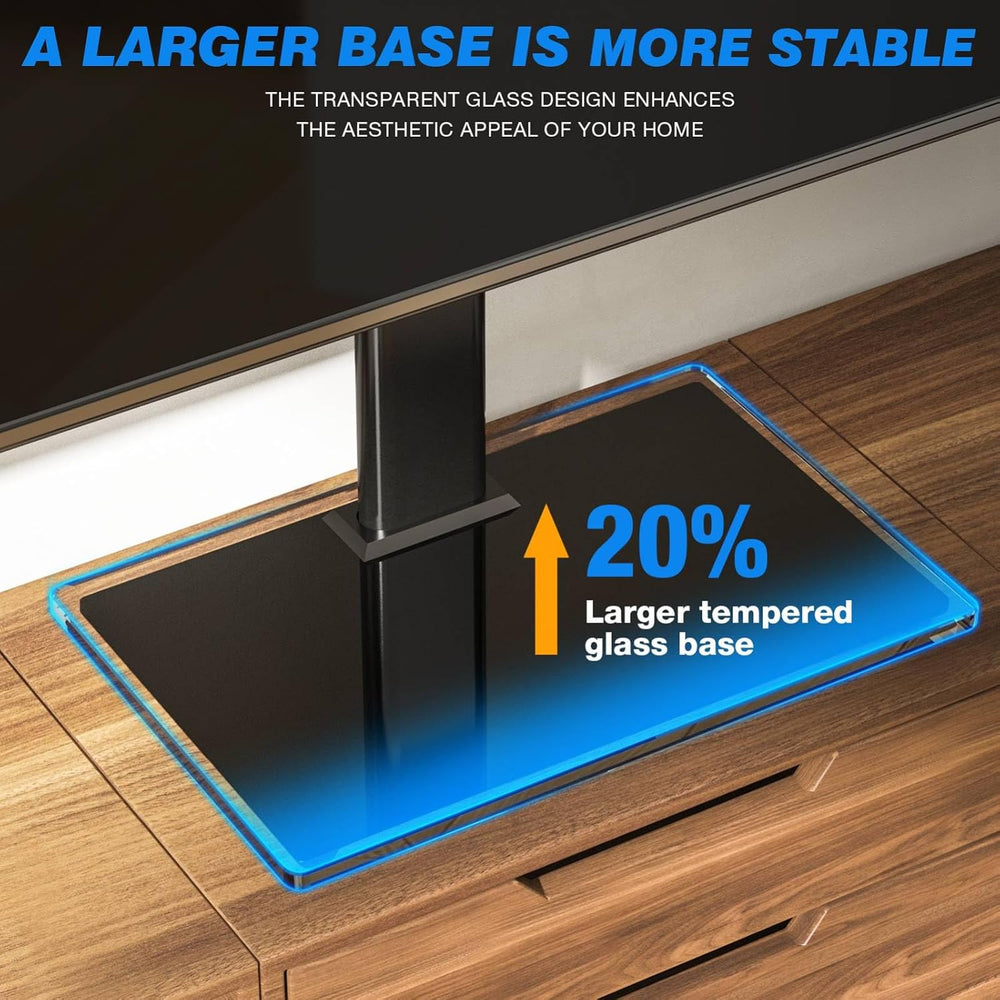 Rfiver Universal TV Stand for 27-60 inch TVs, Holds up to 88 Lbs | Tempered G...