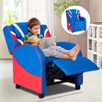 HONEY JOY Kids Recliner, Youth Gaming Reclining Chair w/Side Pocket, Ergonomic Headrest & Footrest, Upholstered Leather Lounge Chair for Boys Girls, Manual Adjustable Single Sofa Chair for Living Room