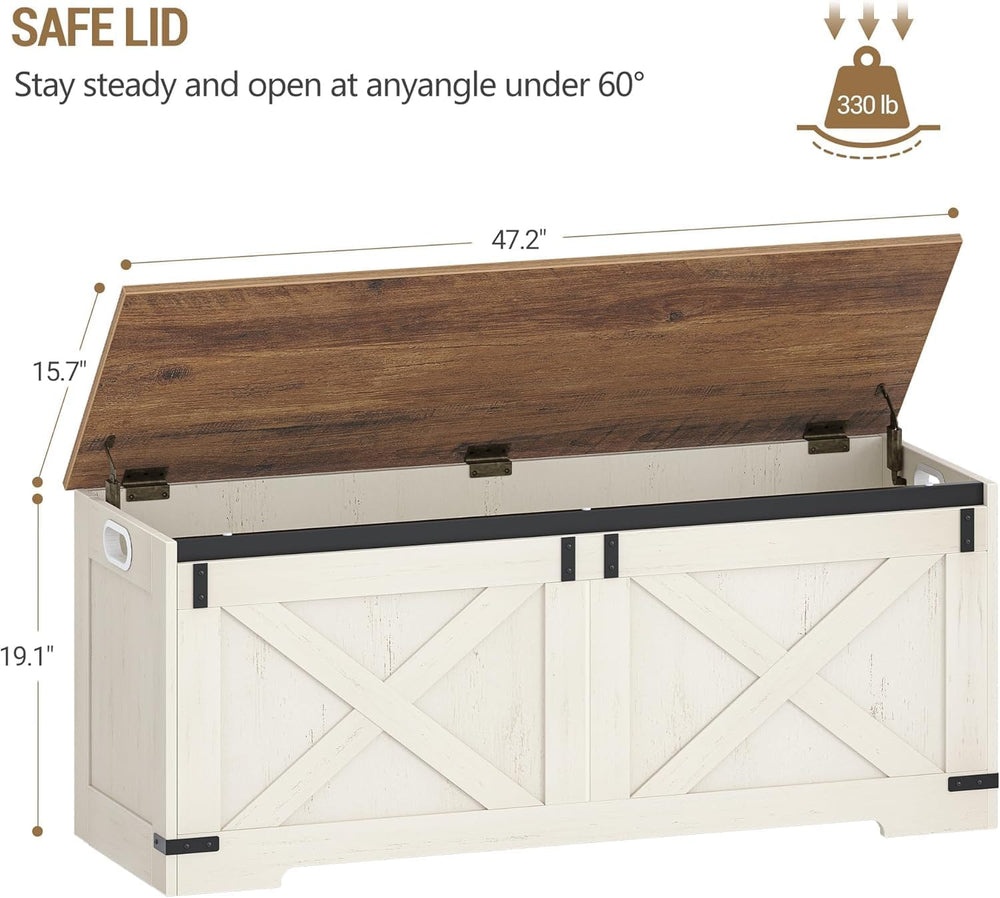 Hzuaneri 47" Farmhouse Storage Chest and Bench | 59 Gal | 330lb Seat | F...
