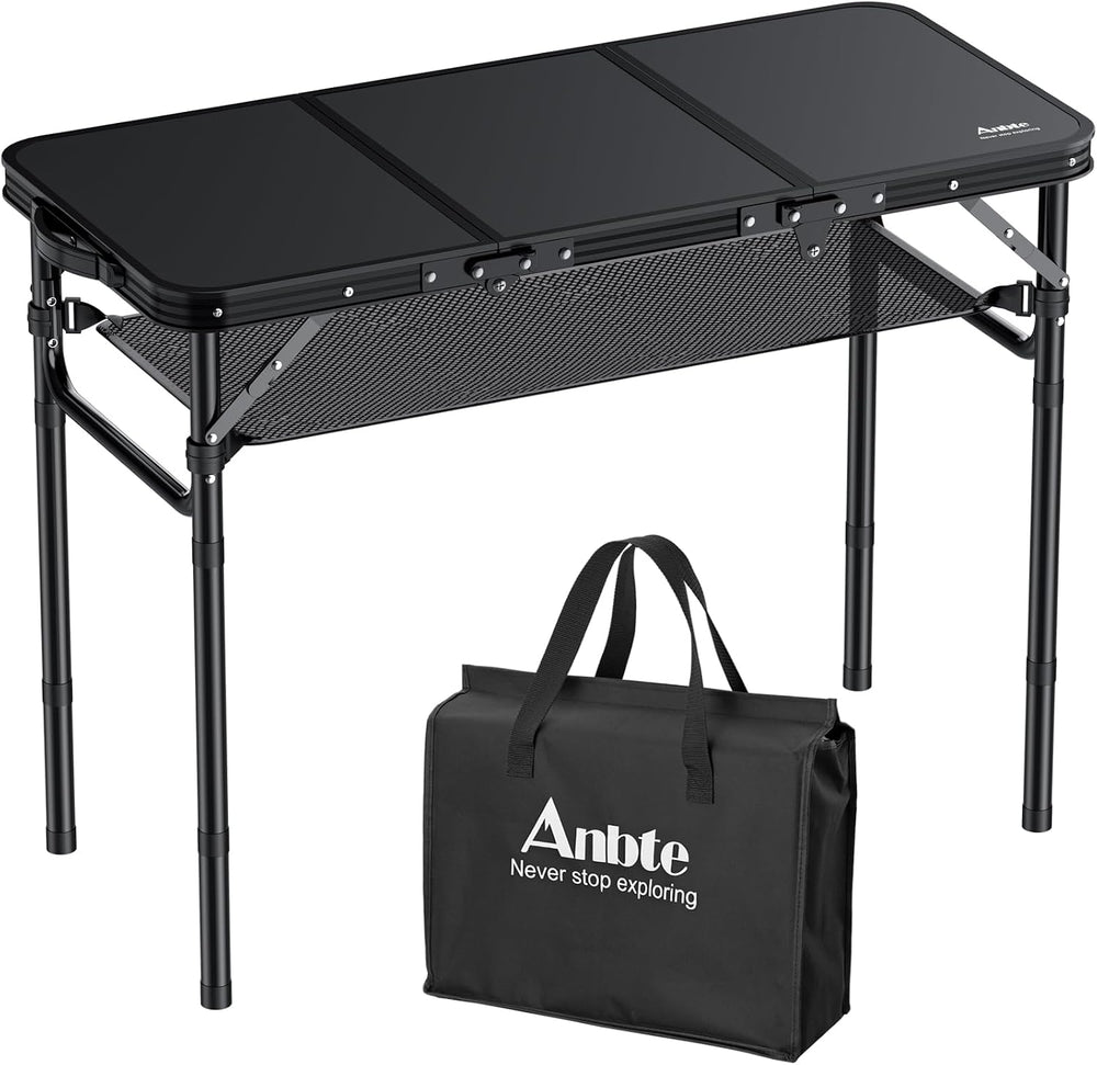 Anbte Folding Camping Table with Storage Net, 3ft Portable Table, 35" x ...