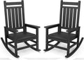 SERWALL Outdoor Rocking Chair Set of 2, HDPE Rocking Chairs for Adult, Black