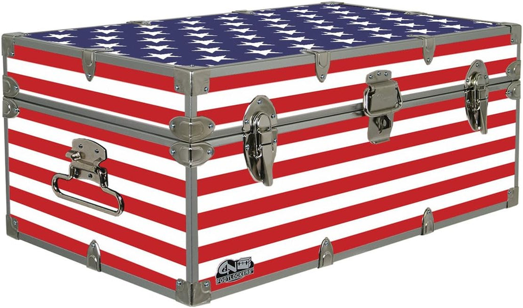 C&N Footlockers Designer Trunk - Fourth of July Americana Storage Trunk - 32x18x13.5 Inches (Stars & Stripes)