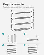SONGMICS Shoe Rack, 4-Tier Shoe Organizer, Metal Storage Shelf, Upright or Upside Down, for 20-25 Pairs, Stackable, for Entryway, 11.8 x 36.2 x 29.5 Inches, Black ULSA14BK