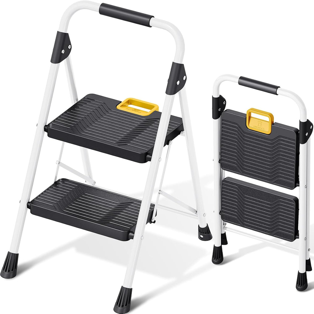 KINGRACK 2 Step Folding Ladder, 800lbs Capacity Step Stool with Safety Lock, ...