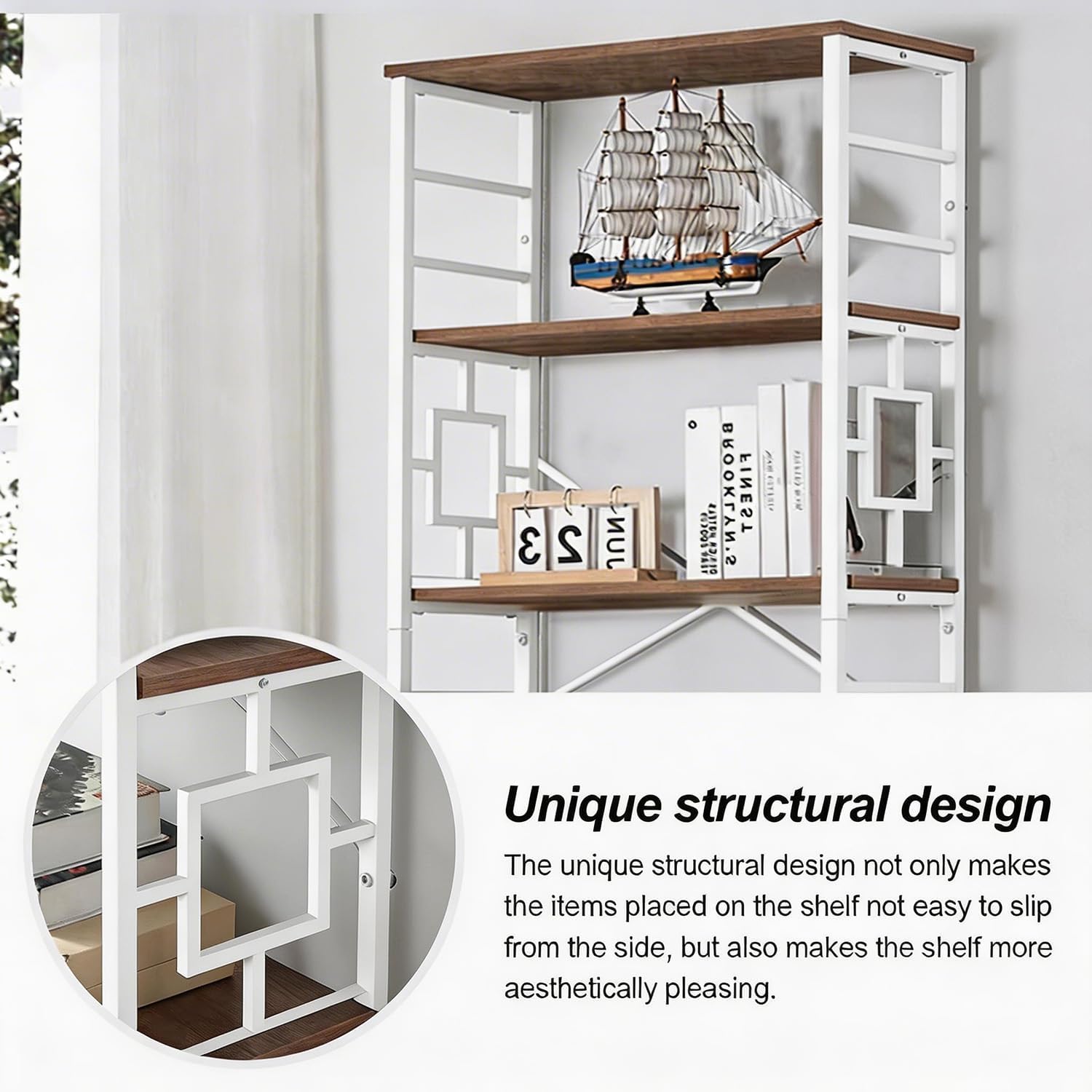 HOMISSUE Bookcase,7-Tier Tall Bookshelf Metal Bookcase and Bookshelves, Free Standing Storage Modern Bookshelf for Home Office Living Room and Bedroom, White